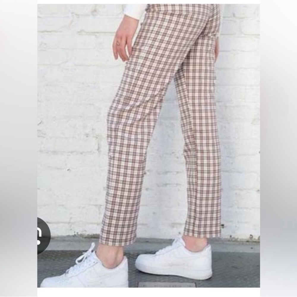 BRANDY MELVILLE • Women’s High Waisted Plaid Tilden Pants Tan and Blue One Size